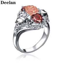 DEELAN rose heart cubic zircon for womens ring Fashion punk style skull rings for mens party trend friendship gift Drop shipping 2024 - buy cheap