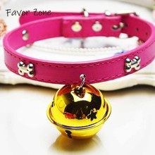 PU Leather Solid Dog Collar Big Bells Colorful kittens Collar Adjustable Puppy Cats Neck Strap Collars Small Medium Pet Product 2024 - buy cheap