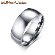 8mm SUNNERLEES Fashion Jewelry Titanium Stainless Steel Rings Silver Color Gold Plated Simple Design Smooth Ring Women Men R-012 2024 - buy cheap