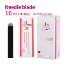 Free Shipping 50PCS U-Shape 16 Pin Needle Eyebrow Makeup Manual Tattoo Blade For Permanent Microblading Embroidery Pen 2024 - buy cheap