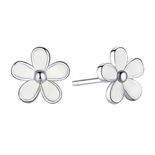 Fashion Hot Sale Silver Color Stud Earrings White Daisy Enamel Brand Earring For Women Party Gift 2024 - buy cheap