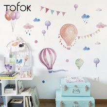 Настенная Наклейка Tofok с воздушным шаром, мультяшная Милая Наклейка на стену для девочек, детской комнаты, гостиной, декоративная наклейка на стену 88*62 см, бесплатная доставка 2024 - купить недорого