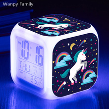 Cartoon Unicorn Alarm Clock Student Room Multifunction 7Color Changing Small Night Light LED Desk Clock Birthday Gift For Child 2024 - buy cheap