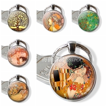 Fashion Accessories Gustav Klimt The Kiss Keychain Pendant Famous Art Picture Glass Cabochon Dome Jewelry Key Chain Rings Gift 2024 - buy cheap