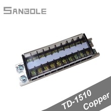 Copper TD-1510 15A/600V 10 positions Connection Dual Row Terminal Block DIN rail Connector Screw Barrier (4PCS) 2024 - buy cheap