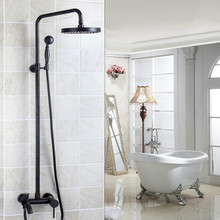 Grifo de ducha montado en la pared, mezclador de agua con cabezal de 8 pulgadas, color bronce, negro, frotado con aceite 2024 - compra barato