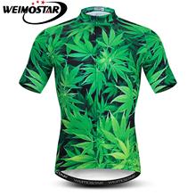 Summer Cycling Jersey Shirts Men Short Sleeve MTB Bike Jersey Pro Ropa Ciclismo 3D Green leaves Breathable Bicycle Clothing 2024 - buy cheap