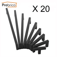 Probrico 20Pcs Black Square Stainless Steel Cabinet Pulls 50mm-256mm Door Handles Kitchen Furniture Drawer Cabinet Pulls 2024 - buy cheap