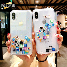 Bonito Aplicativos Ícone Dinâmico Líquido Areia Movediça Caso de Telefone para o iphone 6 6S 7 8 Além de Capa Dura Para o iphone 11 Pro X XR XS Max Coque Funda 2024 - compre barato