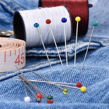 100pcs/set 38mm fashion Sewing Needles colored glass head bead pin stitch knitting needles sewing fixed DIY safety pin AQ031 2024 - buy cheap