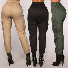 Women High Waist Harem Cargo Trousers Ladies Solid Punk Side Pocket Loose Long Pants 2024 - buy cheap