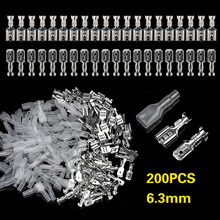 100Pcs/Set 6.3mm Female Spade Connectors Electrical Wire Cable Crimp Terminals with 100Pcs Insulating Sleeves Kit 2024 - buy cheap