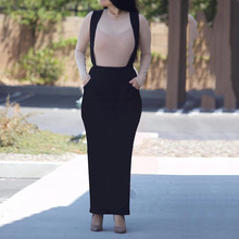 Женская облегающая длинная юбка, черная облегающая Макси-юбка с высокой талией, мусульманская праздничная одежда, юбка-карандаш на двух лямках 2024 - купить недорого