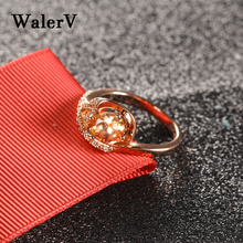 WalerV для женщин и девушек, модное Ювелирное кольцо на заказ, очаровательное круглое кольцо, цвета шампанского, золотого цвета, циркония, лучшие свадебные кольца 2024 - купить недорого