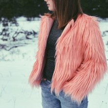 Women Pink Furry Fur Coat Fluffy Warm Long Sleeve Outerwear Autumn Winter Coat Jacket Hairy Collarless Overcoat 2024 - buy cheap