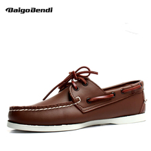 Classical Men Full Grain Leather Four Season Casual Boat Shoes Lace Up Car Loafers Plus Size 11 12 Man Leather Oxfords 2024 - buy cheap