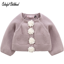 Infant Long Sleeve Knitted Clothes Newborn Baby Girl Sweaters Sweet Flowers Clothes Winter Cardigan vetement bebe fille hiver 2024 - buy cheap