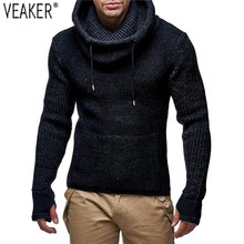 Мужской Однотонный свитер с высоким воротником, облегающий трикотажный пуловер, свитер для улицы, Осень-зима 2019, M-2XL 2024 - купить недорого