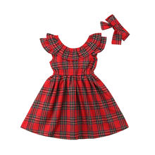 Christmas Plaid Girls Princess Dress Kids Baby Party Pageant Xmas Tutu Dress Backless Bownot Cute Children Girl Dresses 1-6T 2024 - buy cheap