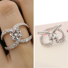 2020 Серебристые полные кольца со стразами для женщин обручальное кольцо для женщин ювелирные изделия с кристаллами обручальные кольца для ж... 2024 - купить недорого
