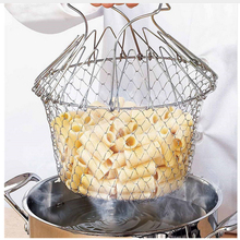 1pcs Foldable Steam Rinse Strain Fry French Chef Basket Magic Basket Mesh Basket Strainer Net Kitchen Cooking Tool Drop Shipping 2024 - buy cheap