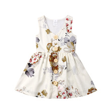 Kids Baby Girls Dress Cotton Floral Party Dress Sleeveless Floral Button Dress Clothes Summer Children Girl Clothes 2024 - buy cheap