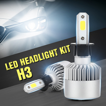 Pair S2 H3 LED Front Headlight Conversion Kit 60W 6000LM Low Single Beam Bulb COB White 6000K Light 2024 - buy cheap