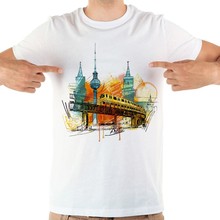 Germany Berlin Munich Hamburg city watercolor landmarks funny t shirt men 2018 summer new white casual homme cool tshirt 2024 - buy cheap