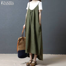 Suspender Shirt Dress ZANZEA 2020 Summer Women's Sundress Vintage Asymmetrical Midi Dress Female Casual Robe Femme Plus Size 5XL 2024 - buy cheap