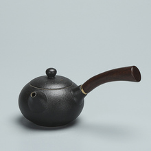 Stoneware Side Teapot Handmade Black Pottery Japanese Antique Wooden Handle Teapot Single Pot Kung Fu Tea Set Pu'er Tea Maker 2024 - buy cheap