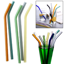 Birthday Party Cocktail Drinking Straws Set  Cleaning Brush 1 Set Home Supplies Bent with Cleaner Brush Kit 10 Colors Reusable 2024 - buy cheap