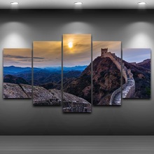 Canvas Painting 5 Panel Great Wall Sunset Landscape Picture Home Decor For Modern Living Room Wall Art Canvas Print Artwork 2024 - buy cheap