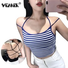 2020 Summer Sexy Tank Tops Women Striped Crop Top Sleeveless Shirt Slim Lady Casual Solid Camis Strap Camisole Vest For Female 2024 - buy cheap