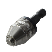 HHO-Silver+Black 6mm Keyless Drill Bit Chuck Quick Change Adapter Converter Hex Shank 2024 - buy cheap