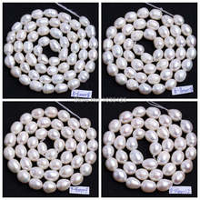 High Quality 5-6,6-7,7-8,8-9,9-10mm 10-11mm Natural White Freshwater Pearl Oval Shape Loose Beads 15" Jewellery Making wj51 2024 - buy cheap