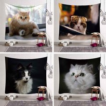 Tapiz con diseño de gatos en 3D, tapices con estampado de animales para colgar en la pared, arte Mural de Gobelin, colcha para sala de estar, decoración del hogar 2024 - compra barato