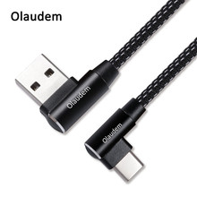 Olaudem Cables 90 Degree Type C Cable Fast Charging for Xiaomi USB C Cable for Huawei P20 Lite Samsung Phone Cable Charger CB178 2024 - buy cheap