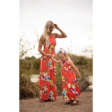 Nueva mamá niñas familia vestido a juego madre hija Floral sin mangas vestido niño ropa de mujer vestido de verano de moda 2024 - compra barato