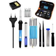 Eu Plug 220v 60w Adjustable Temperature Electric Soldering Iron Kit+5pcs Tips Portable Welding Repair Tool Tweezers Solder Wir 2024 - buy cheap