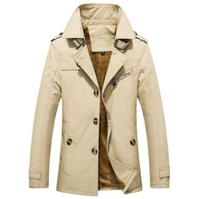 Plus Size 5XL Men Jacket and coats  Autumn Winter Fleece Slim Cotton Jacket Casual Mens Trench Coat jaqueta masculina 2024 - buy cheap