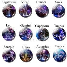 12 Constellation Jewelry Birthday Gift Cute 25mm Glass Dome Cabochon Zodiac Signs Aries Leo Virgo Pisces Making Pendant 5PCS/SET 2024 - buy cheap