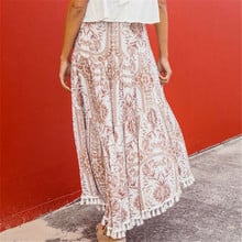 Женская длинная юбка с высокой талией, винтажная розовая пляжная юбка с кисточками, 2019 2024 - купить недорого