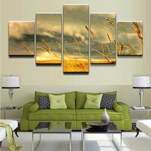 HD Printed Modular Pictures Canvas Painting For Living Room Home Wall Art Decor 5 Piece Landscape Nature Sky Sunset Wheat Poster 2024 - buy cheap