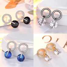 Newest colorful Fashion Temperament Earrings exquisite white zircon Full Round Stud Earrings for Women 2024 - buy cheap