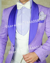 2019 Latest Designs Light Purple Men Suit 3 Piece Set Groom Dress Best Man Blazer Bridegroom Tuxedo Mens Wedding Prom Suits 2024 - buy cheap