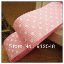 Лента тканевая в горошек, 1 дюйм (25 мм), 10 ярдов, розовая лента в рубчик для упаковки подарков 2024 - купить недорого