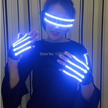 Free shipping high quality LED luminous gloves Halloween bar night club fluorescent glasses mechanical dance performances props 2024 - buy cheap