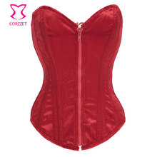 Gothic Red Flannel Front Zipper Overbust Steel Boned Corsets And Bustiers Sexy Women Corset Body Shaper Espartilhos E Corpetes 2024 - buy cheap