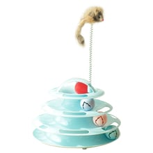 Ptorre de trilhos de brinquedo interativo, brinquedo para gato divertido, disco para brincadeira com inteligência tripla para gatos 2024 - compre barato