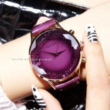 Hk guou relógio de pulso feminino de quartzo, com strass, à prova d'água, couro genuíno, relógio de luxo com pulseira 2024 - compre barato